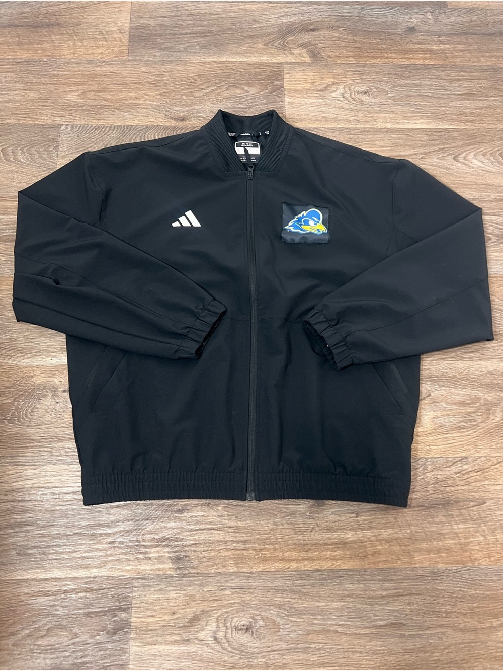 adidas Black Full-Zip Windbreaker with Blue & Yellow Crest/A818